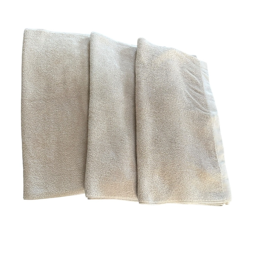 Norwex Baclock Neutral Beige Bath Hand Towels X 3 Loop Hang 28.5X13 Minimalist